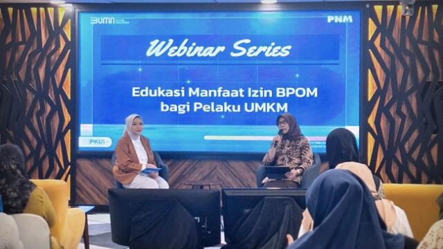 PNM bersinergi dengan BPOM menggelar webinar untuk meningkatkan literasi pelaku UMKM Pangan terkait manfaat sertifikasi BPOM.