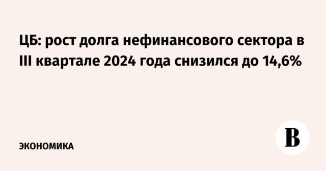 البنك المركزي: انخفضت الزيادة في ديون القطاع غير المالي في الربع الثالث من عام 2024 إلى 14.6 ٪
